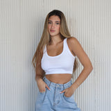 טופ קרופ מיאמי לבן