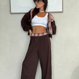 חליפת עליונית משבצות חומה