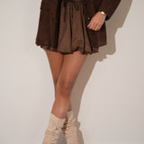 חצאית בלון זמש בלייר חומה