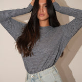 חולצת שרוול ארוך עננים פסים כחולה