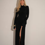 שמלת קייסי שרוול ארוך שחור