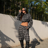 חליפת משבצות קלואה שחורה