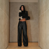 מכנס דמוי עור שחור