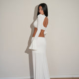 חליפת חצאית נאון לבנה