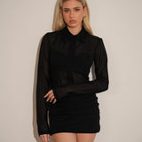 שמלת צווארון אורי שחורה