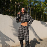 חליפת משבצות קלואה שחורה