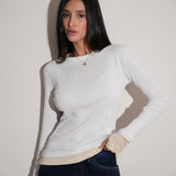 חולצה ניקי לבנה שילוב שמנת