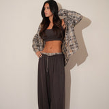 חליפת 3 חלקים משבצות חומה