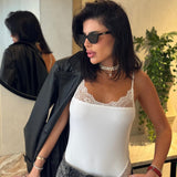 בגד גוף תחרה לבן