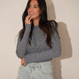 חולצת שרוול ארוך עננים פסים כחולה