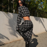 חליפת משבצות קלואה שחורה