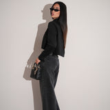 חולצת קולורדו קרופ שחורה