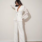 חליפת תחרה בריטני לבנה