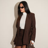 חליפת חצאית חומה