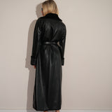 טרנץ׳ דמוי עור פרווה שחור