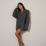 ג'קט משבצות מיכאלה אפור