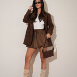 חצאית בלון זמש בלייר חומה