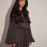 חליפת שרוול פעמון חומה