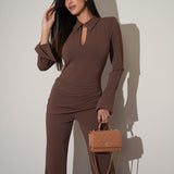 אוברול שילוב צווארון חום