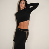 חליפת חצאית נאון שחורה