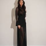 שמלת קומו שילוב צווארון שחורה