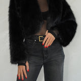 ג׳קט פרווה מארי שחור