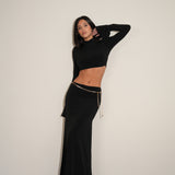 חליפת חצאית נאון שחורה