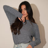 חולצת שרוול ארוך עננים פסים כחולה