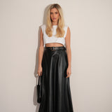 חצאית מקסי דמוי עור שחורה