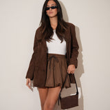 חצאית בלון זמש בלייר חומה