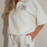 חליפת שורט רוכסן לבן