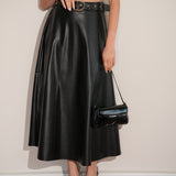 חצאית מקסי דמוי עור שחורה