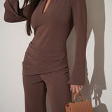 אוברול שילוב צווארון חום