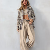 חליפת 3 חלקים משבצות אבן בשילוב חום