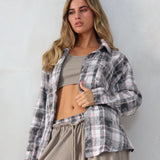 חליפת 3 חלקים משבצות אפורה