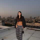 מכנס משבצות בלון שחור