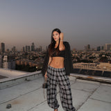 מכנס משבצות בלון שחור