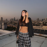 מכנס משבצות בלון שחור