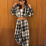 חליפת רוכסן שי-לי משבצות שחורה