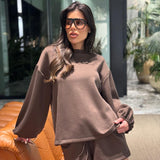 חליפת שורט בלון חומה