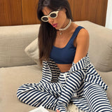 חליפת 3 חלקים מון פסים כחולה