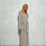 שמלת קשירה אפור בהיר