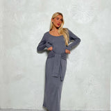 שמלת קשירה אפור כהה