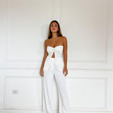 חליפת סטרפלס סיבוב לבנה