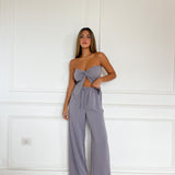 חליפת סטרפלס סיבוב אפורה