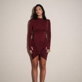 שמלת כיווצים בורדו