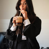 חליפת שורט זמש שחורה