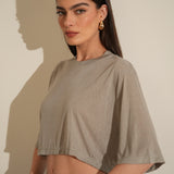 קרופ עננים שרוול קצר מנטה