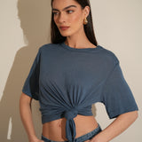 חולצת עננים שרוול קצר כחולה