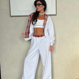 חליפת עליונית משבצות אפורה